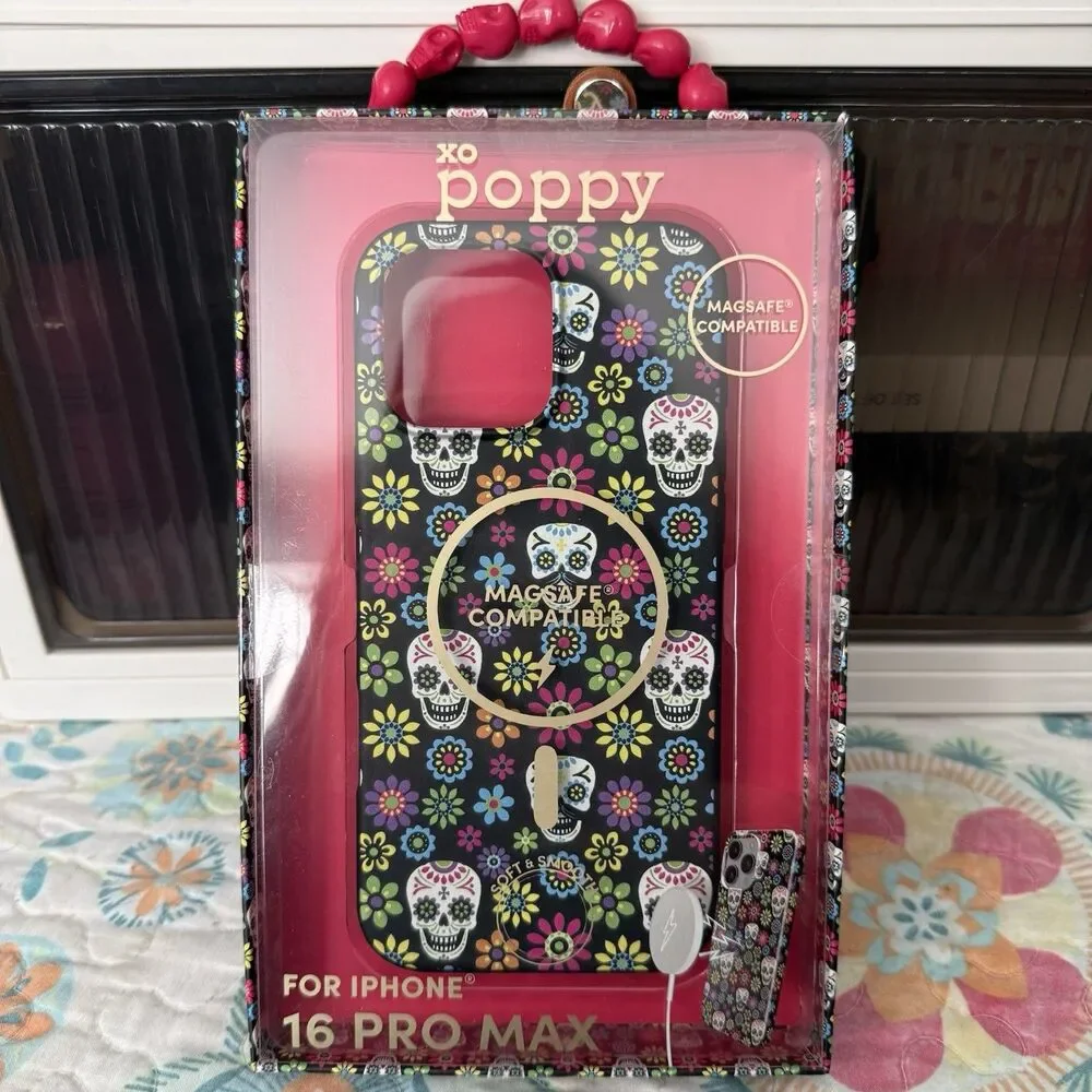 Poppy IPHONE 16 Pro Max Magsafe Dia De Los Muertos Case Skull Apple Phone New